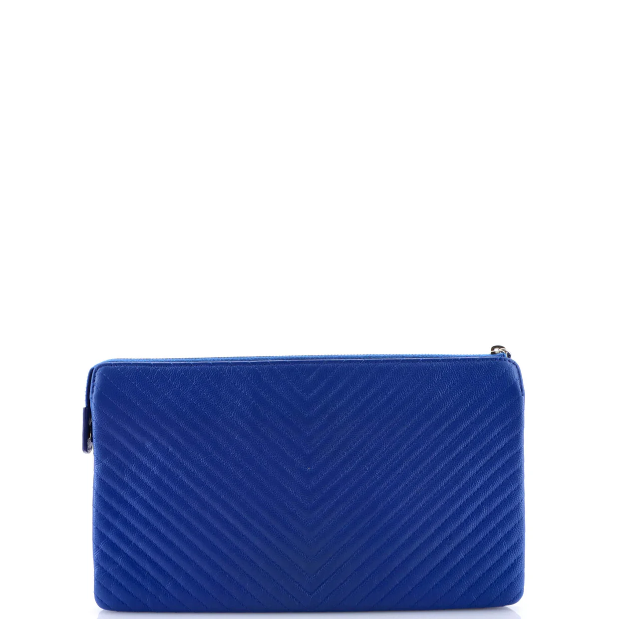 Classic Double Pocket Zip Pouch Chevron Caviar Medium - Deep Luxury