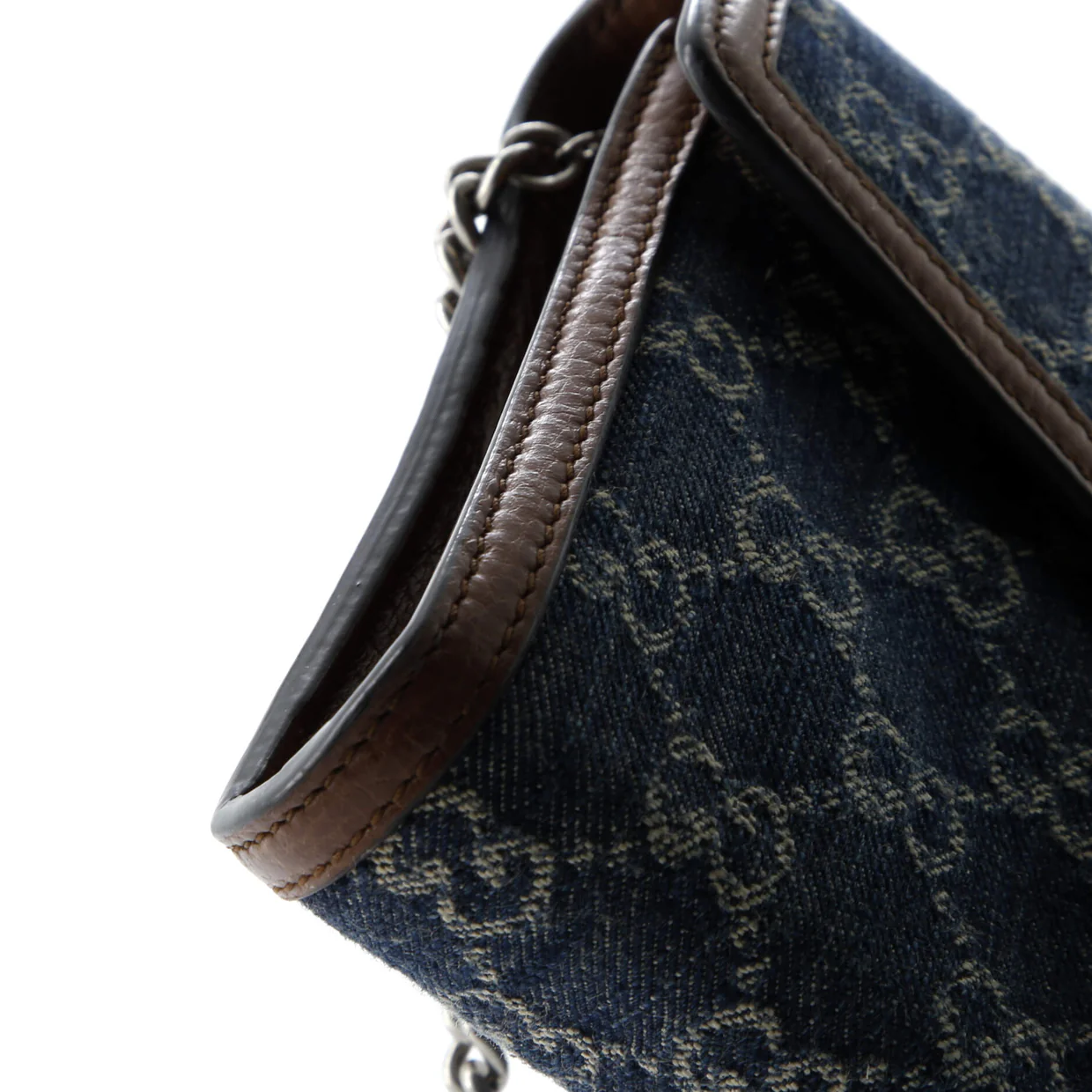 Dionysus Chain Wallet GG Denim Small - Deep Luxury