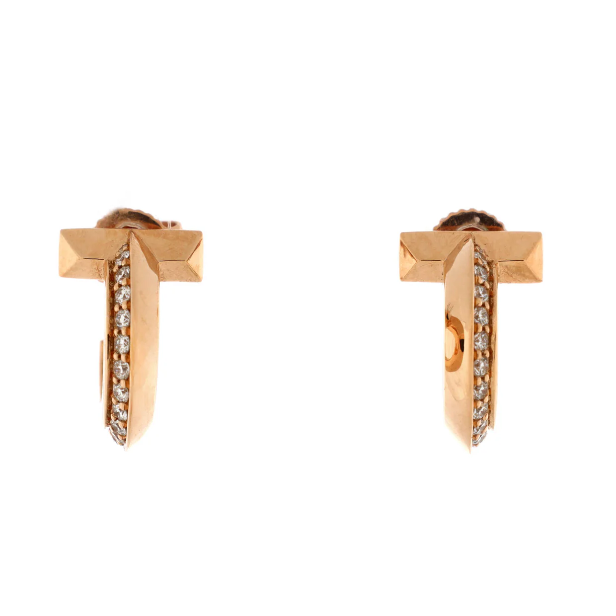 T1 Hoop Earrings 18K Rose Gold with Diamonds Extra Small - Deep Luxury