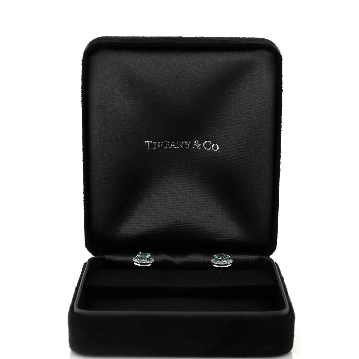 Soleste Stud Earrings Platinum with Diamonds and Aquamarine - Deep Luxury