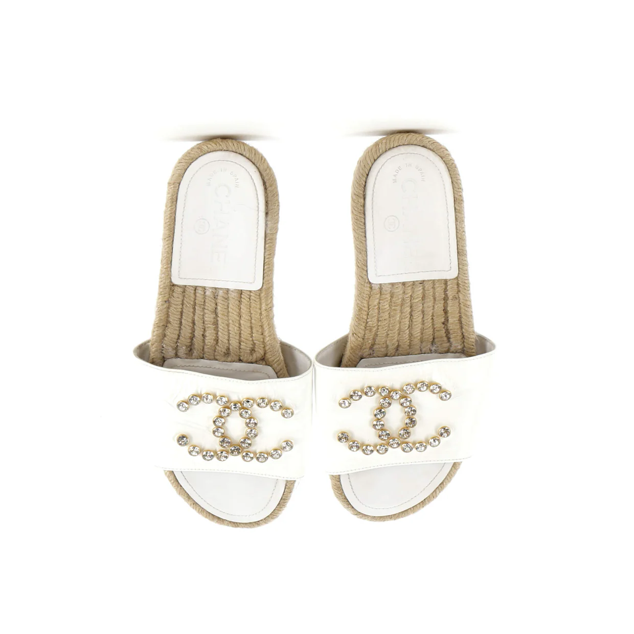 Women's CC Espadrille Slide Sandals Embellished Leather - Deep Luxury