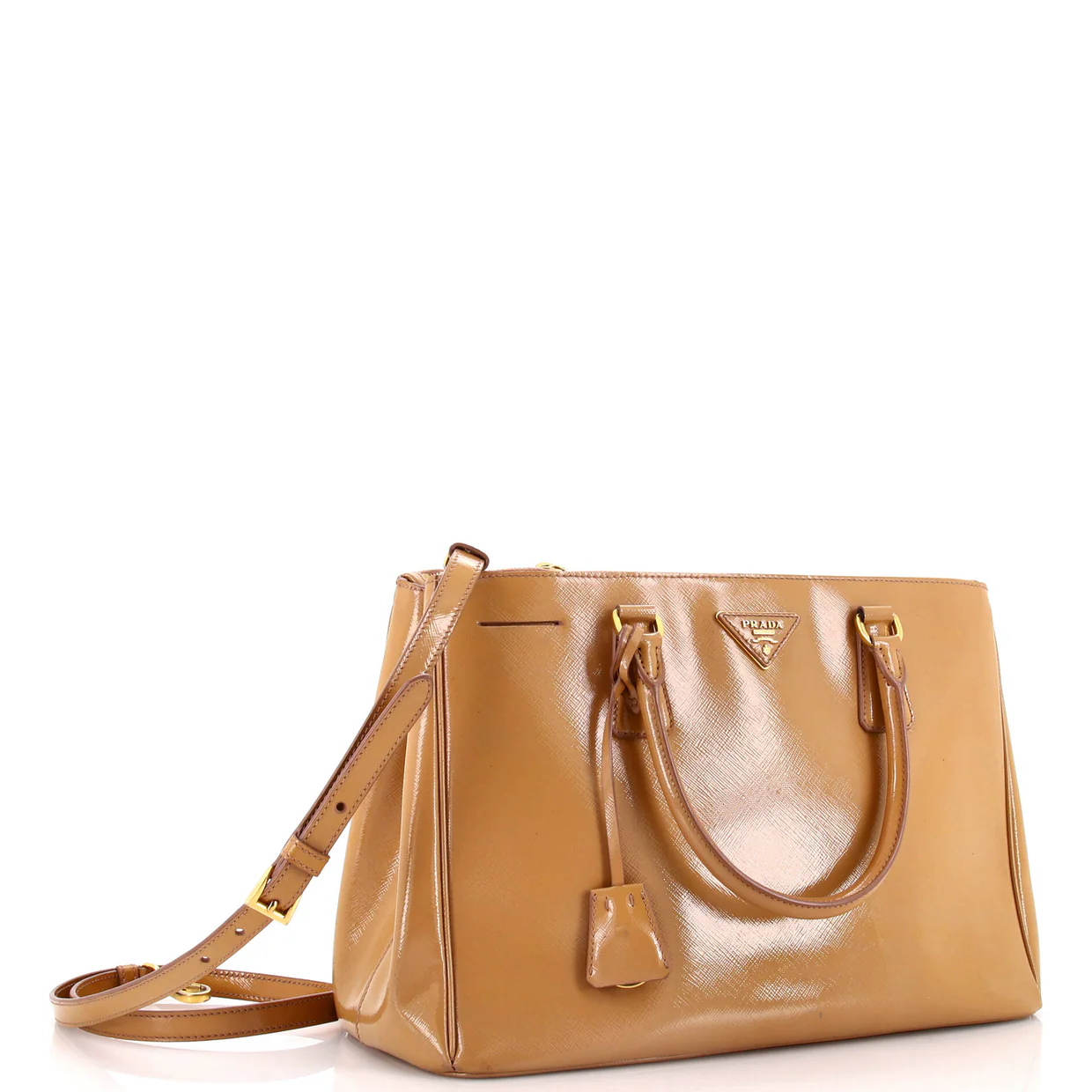 Double Zip Lux Tote Vernice Saffiano Leather Medium - Deep Luxury