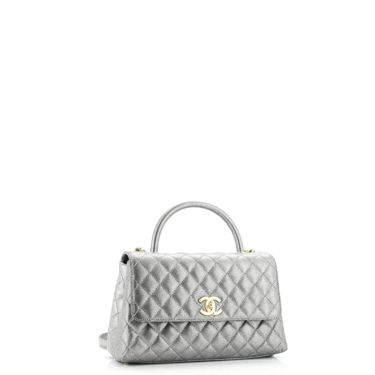 Coco Top Handle Bag Quilted Caviar Small - Deep Luxury