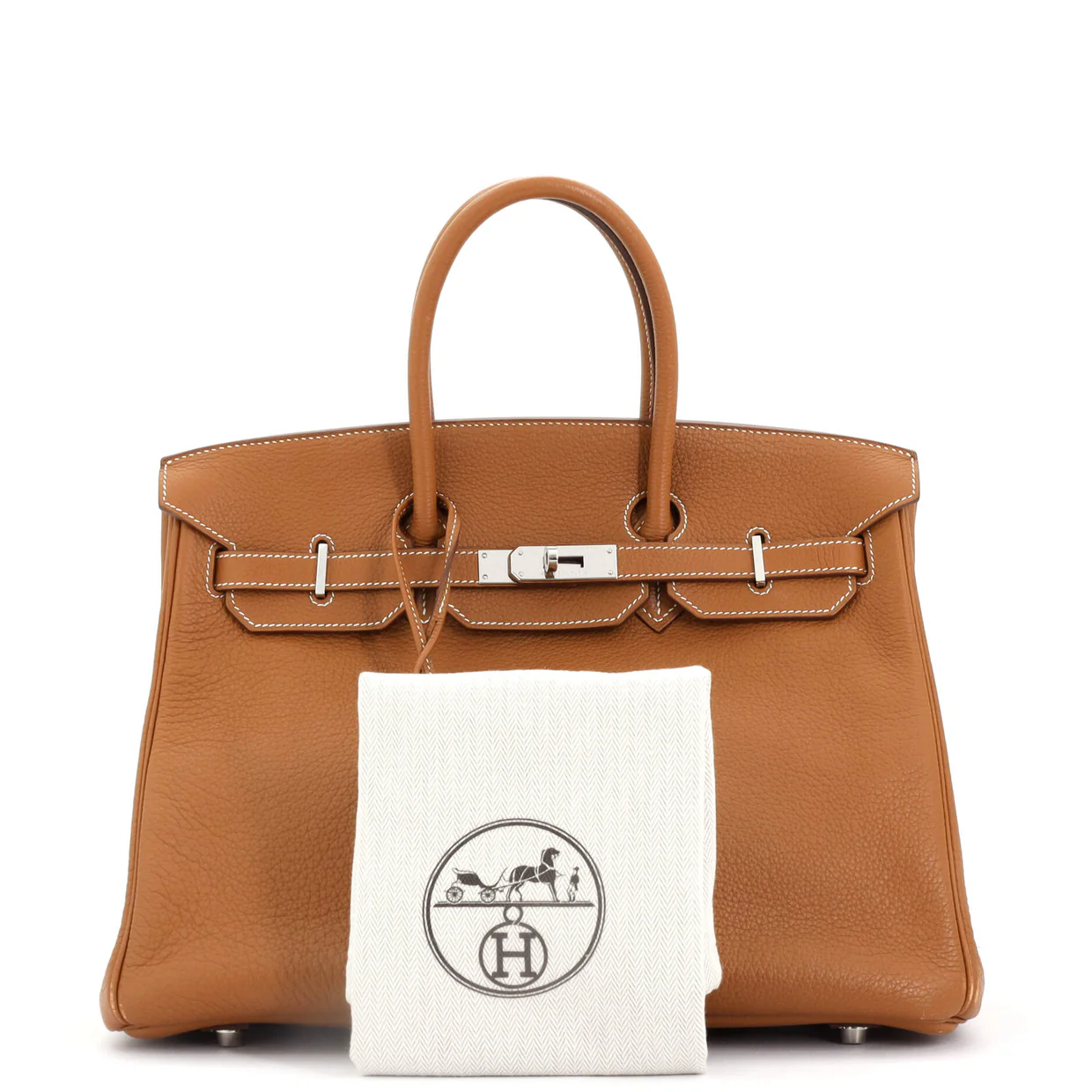 Birkin Handbag Gold Clemence with Palladium Hardware 35 - Deep Luxury