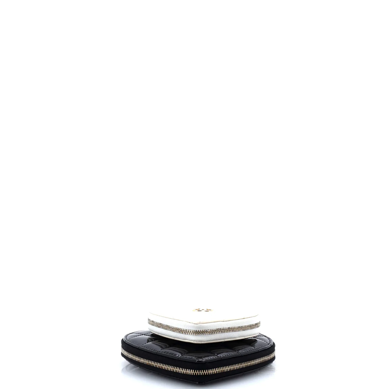 Double Heart Clutch with Chain Quilted Patent - Deep Luxury