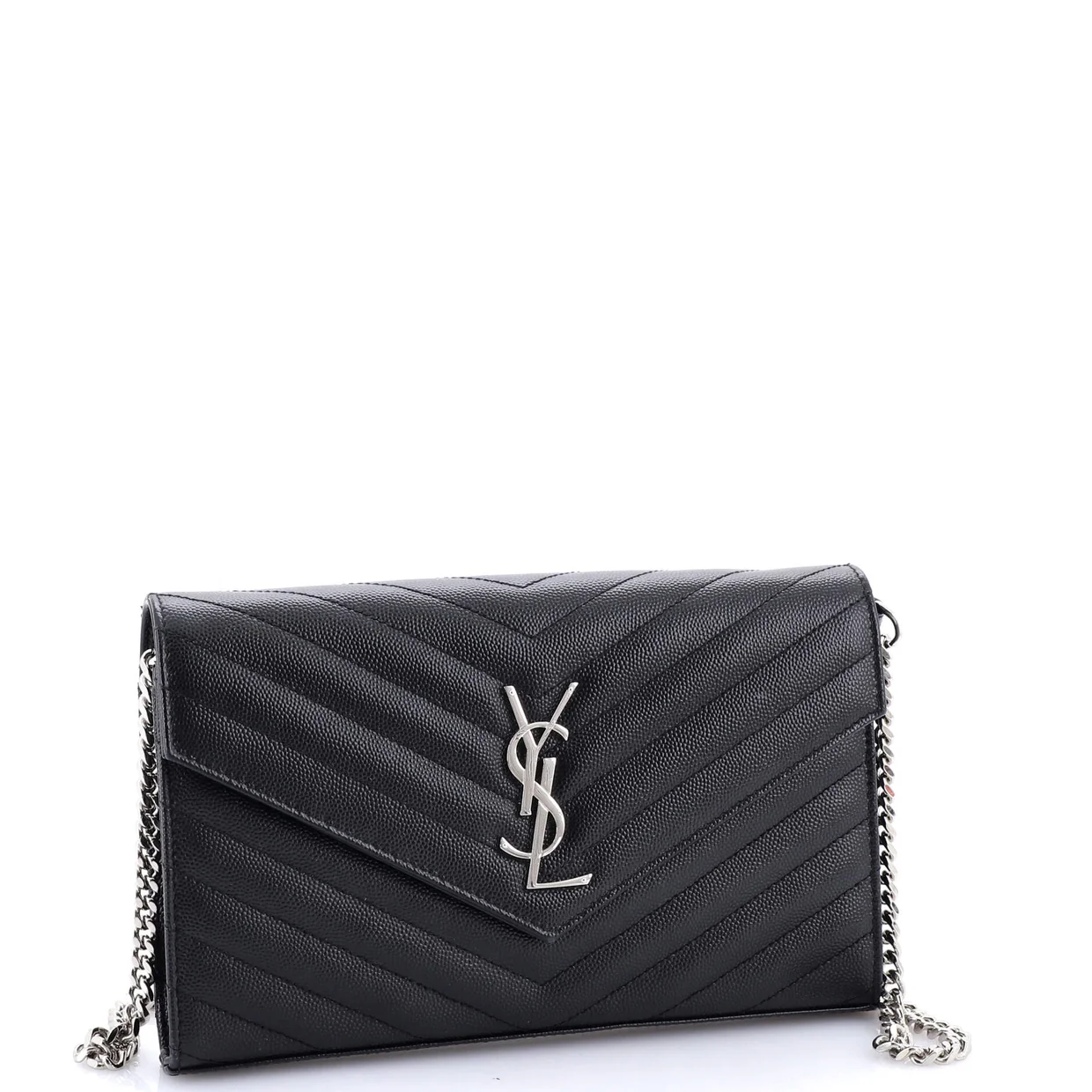 Classic Monogram Wallet on Chain Matelasse Chevron Leather Medium - Deep Luxury