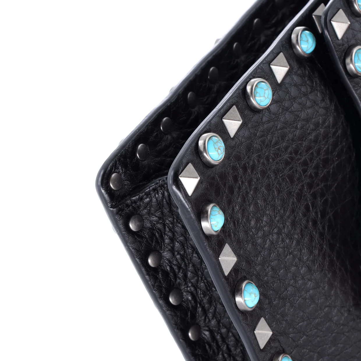 Rolling Rockstud Crossbody Bag Leather with Cabochons Small - Deep Luxury