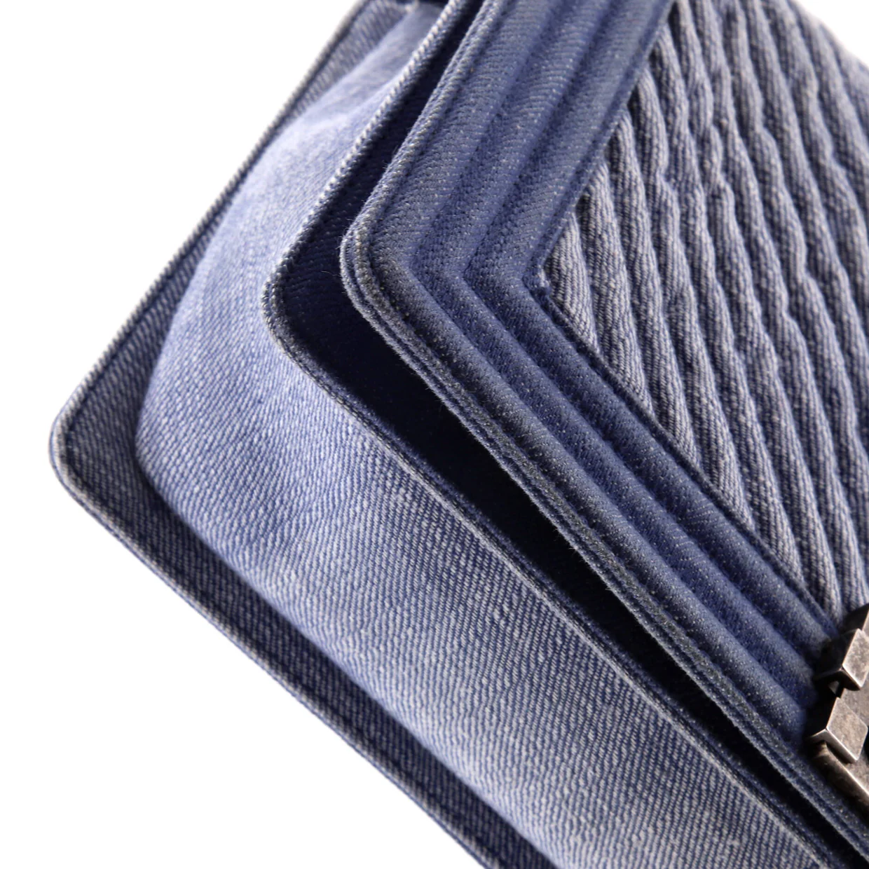 Boy Flap Bag Chevron Denim New Medium - Deep Luxury