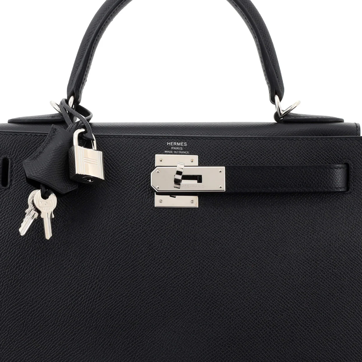 Kelly Handbag Noir Epsom with Palladium Hardware 28 - Deep Luxury