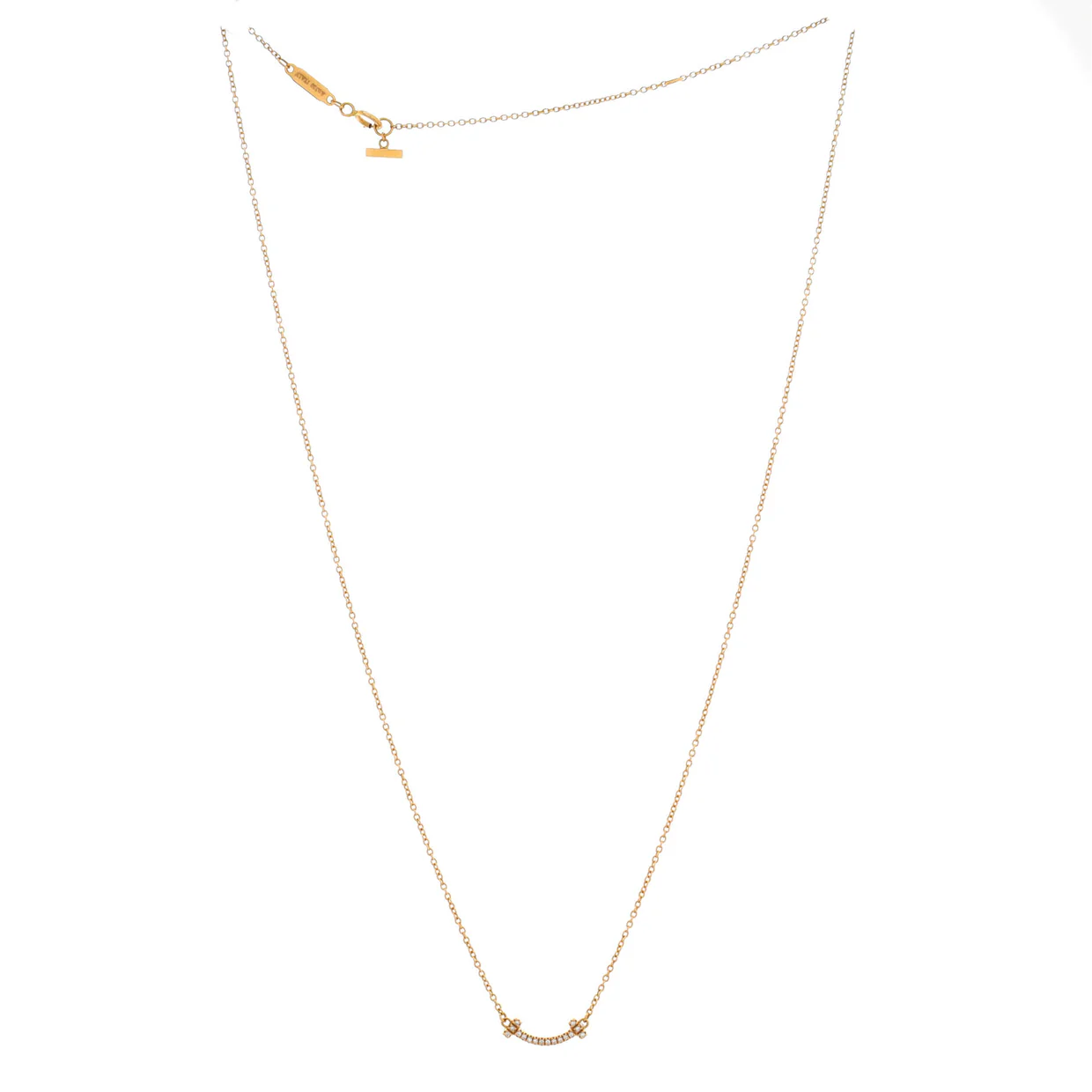 T Smile Pendant Necklace 18K Yellow Gold with Diamonds Mini - Deep Luxury
