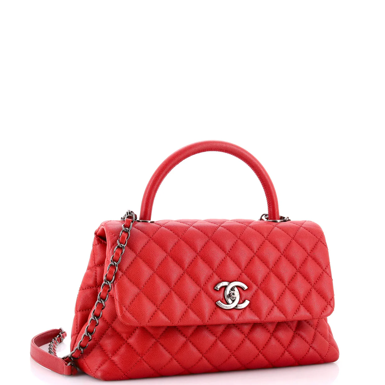 Coco Top Handle Bag Quilted Caviar Small - Deep Luxury
