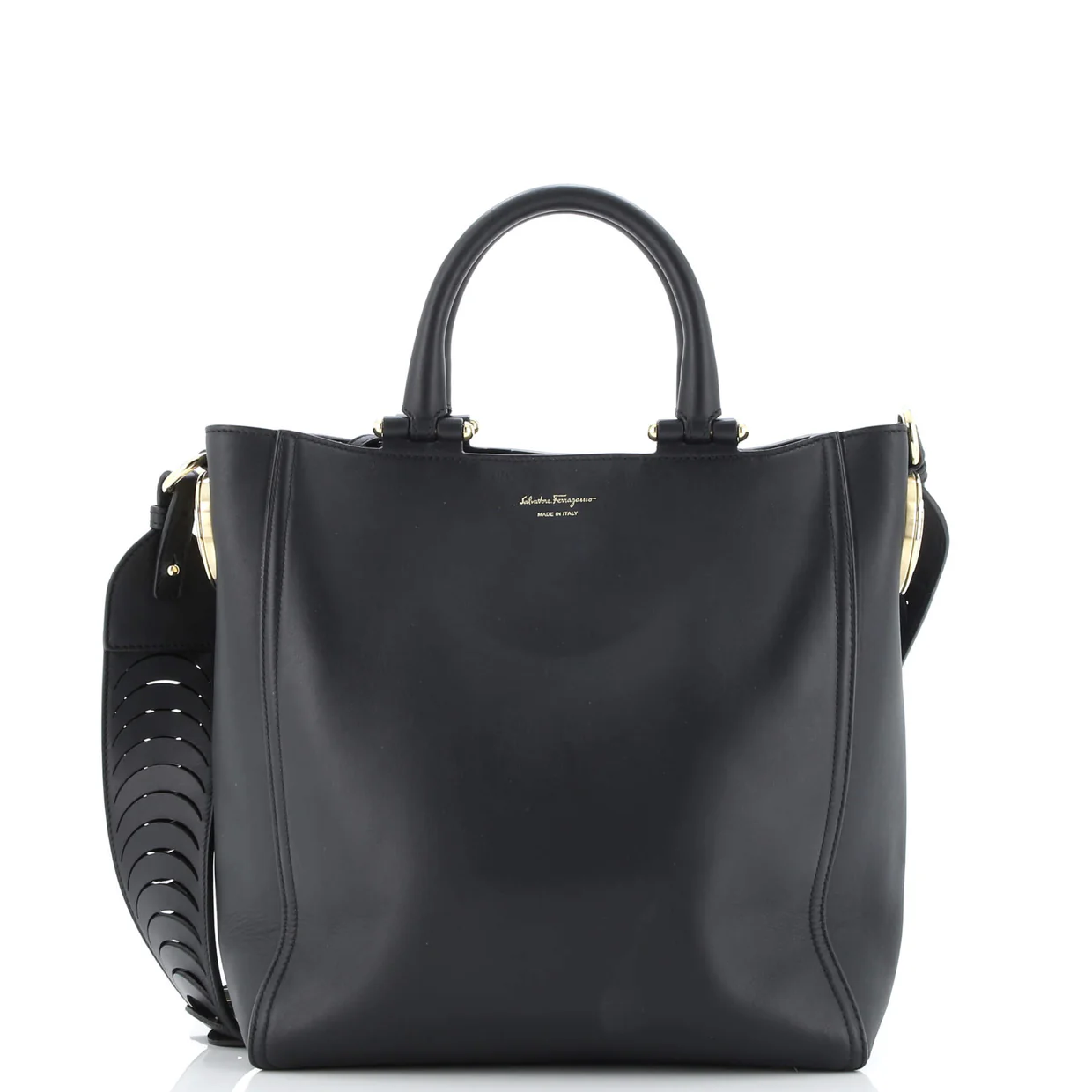 Gancio Top Handle Convertible Tote Leather Small - Deep Luxury