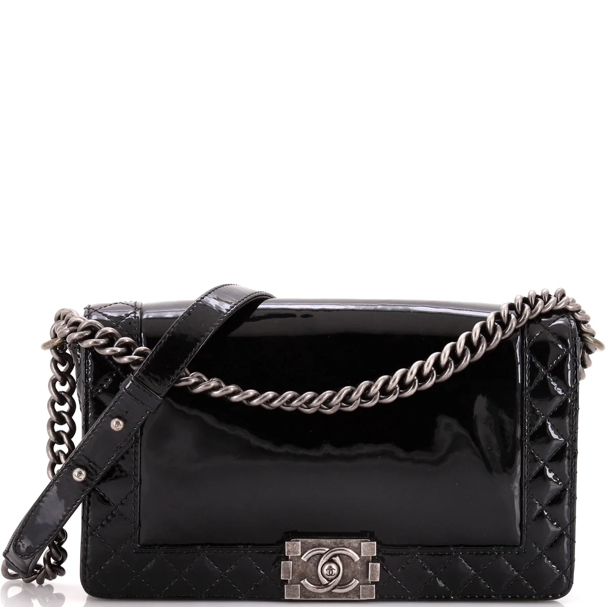 Reverso Boy Flap Bag Patent New Medium - Deep Luxury