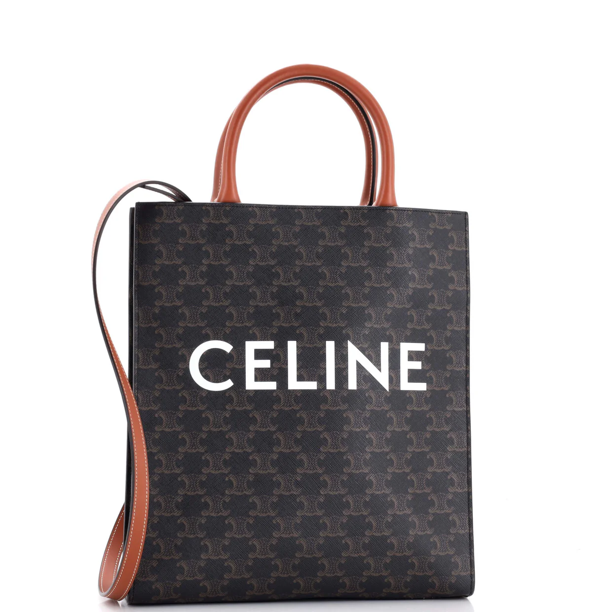 Vertical Cabas Tote Triomphe Coated Canvas Small - Deep Luxury