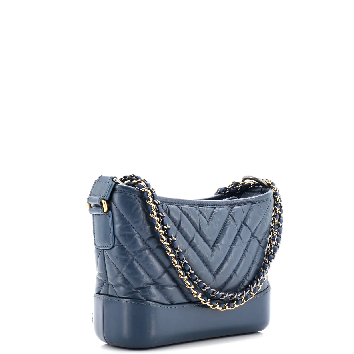 Gabrielle Hobo Chevron Aged Calfskin Small - Deep Luxury