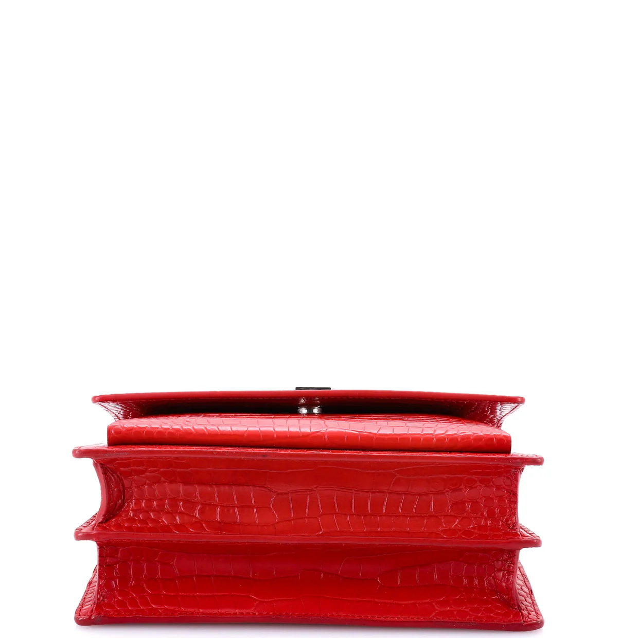 Sunset Crossbody Bag Crocodile Embossed Leather Medium - Deep Luxury