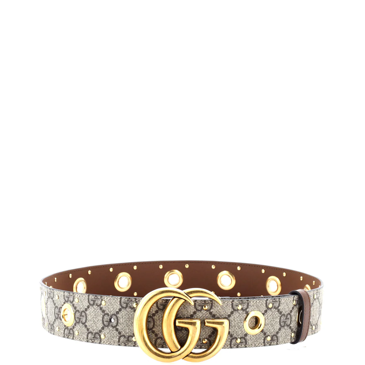 GG Marmont Belt Eyelet Embellished GG Coated Canvas Wide 80 - Deep Luxury