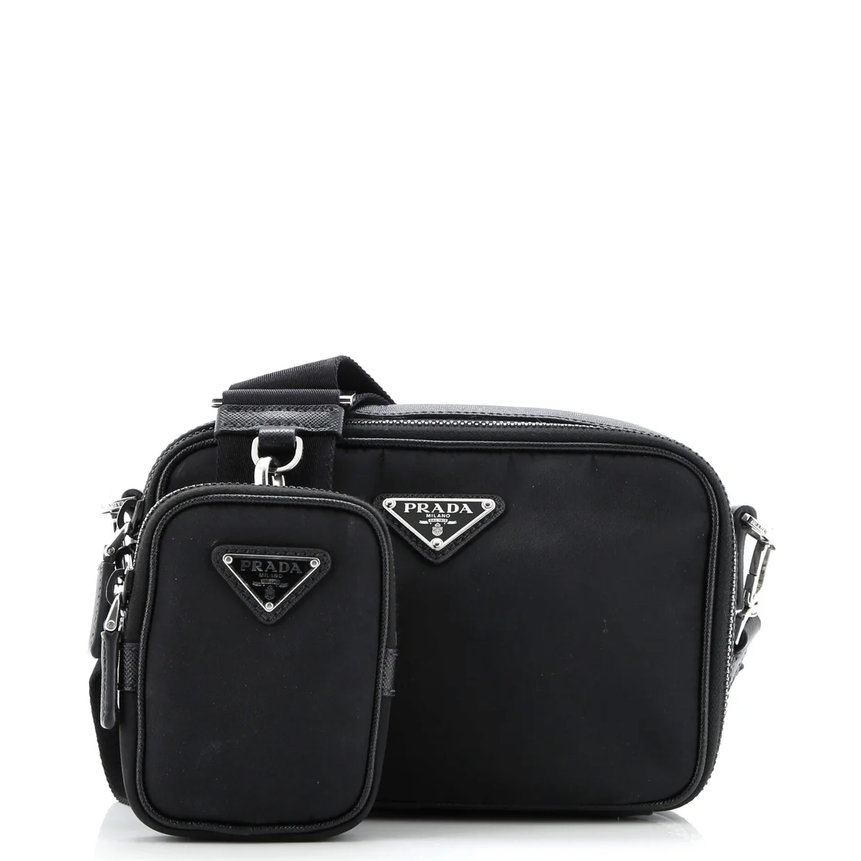 Brique Camera Crossbody Bag Re-Nylon with Saffiano Leather Small - Deep Luxury