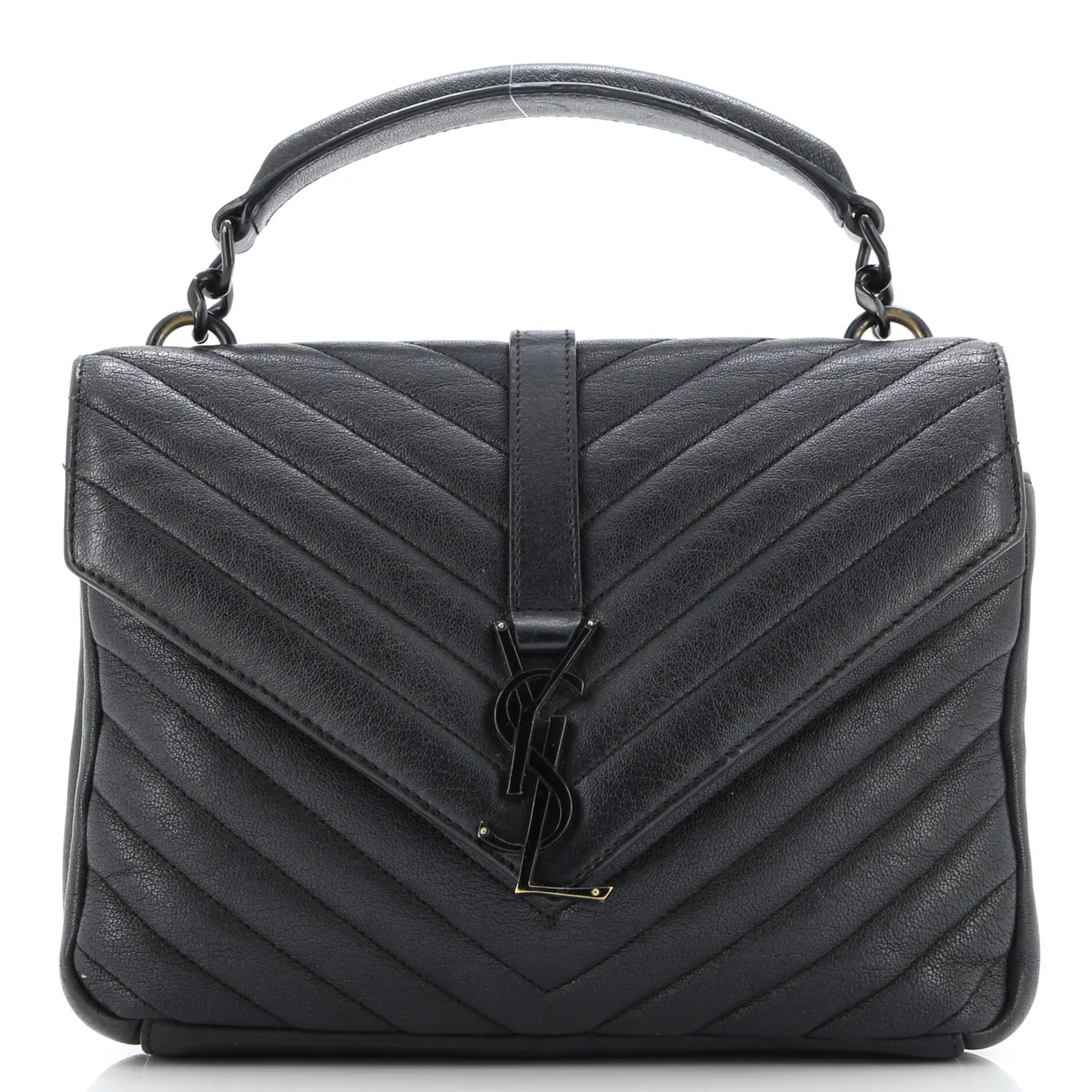 Classic Monogram College Bag Matelasse Chevron Leather Medium - Deep Luxury