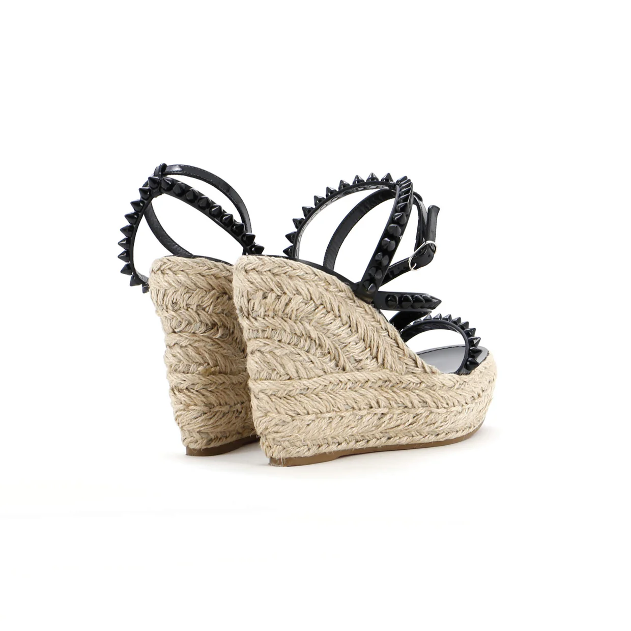 Women's Mafaldina Zeppa Espadrille Platform Sandals Spiked Patent 120 - Deep Luxury