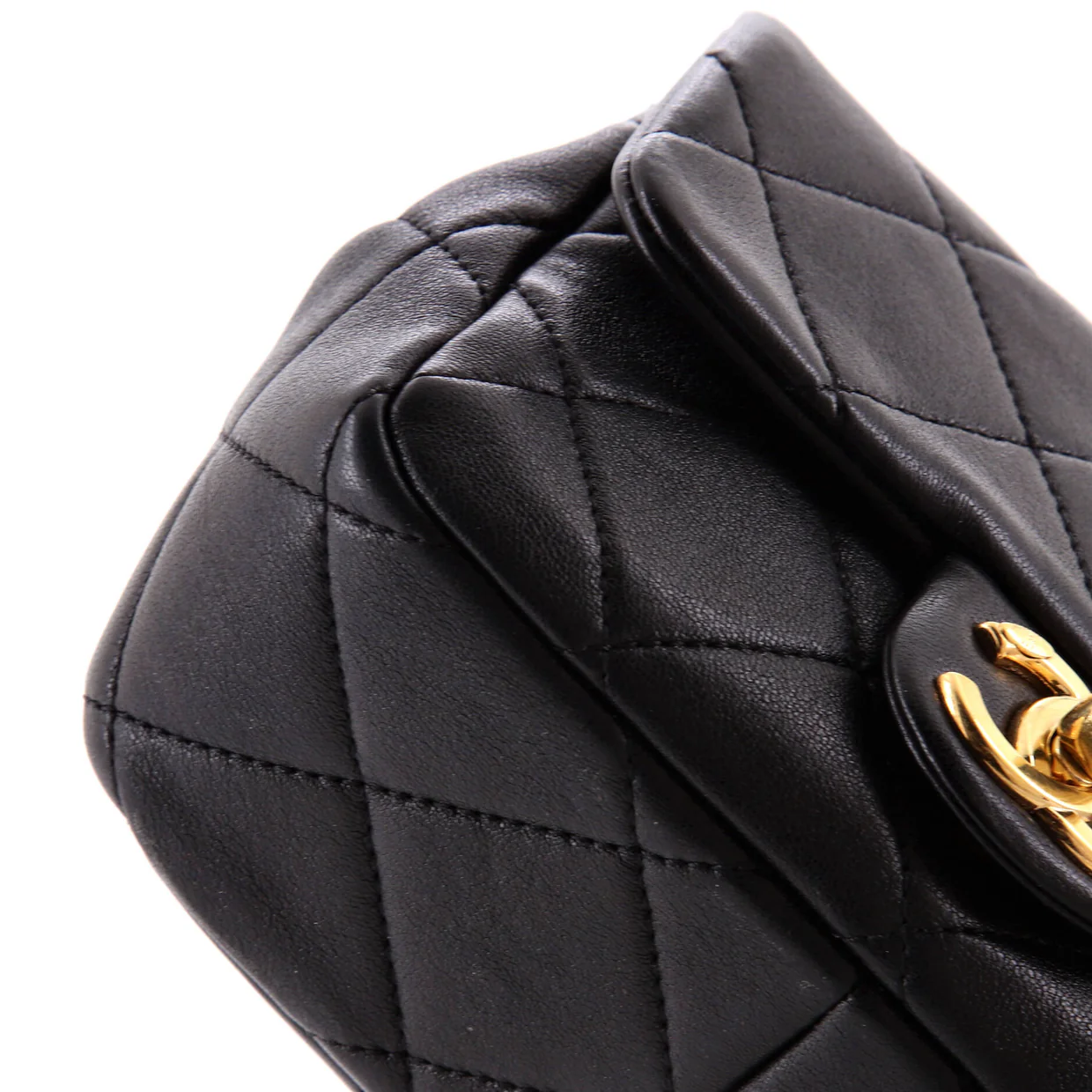 Oval Logo Chain Handle Flap Bag Quilted Lambskin Mini - Deep Luxury