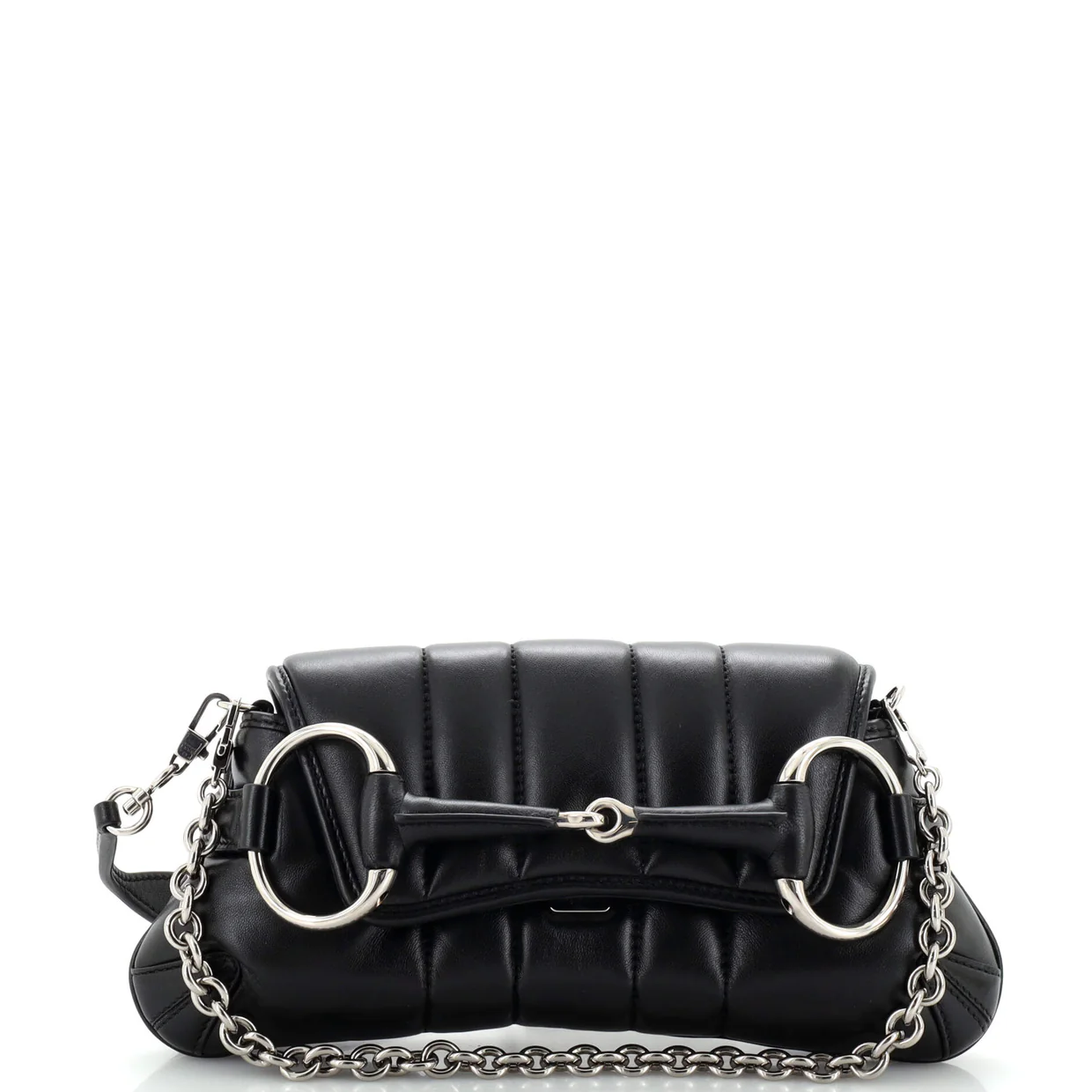 Horsebit Chain Shoulder Bag Vertical Quilted Leather Small - Deep Luxury