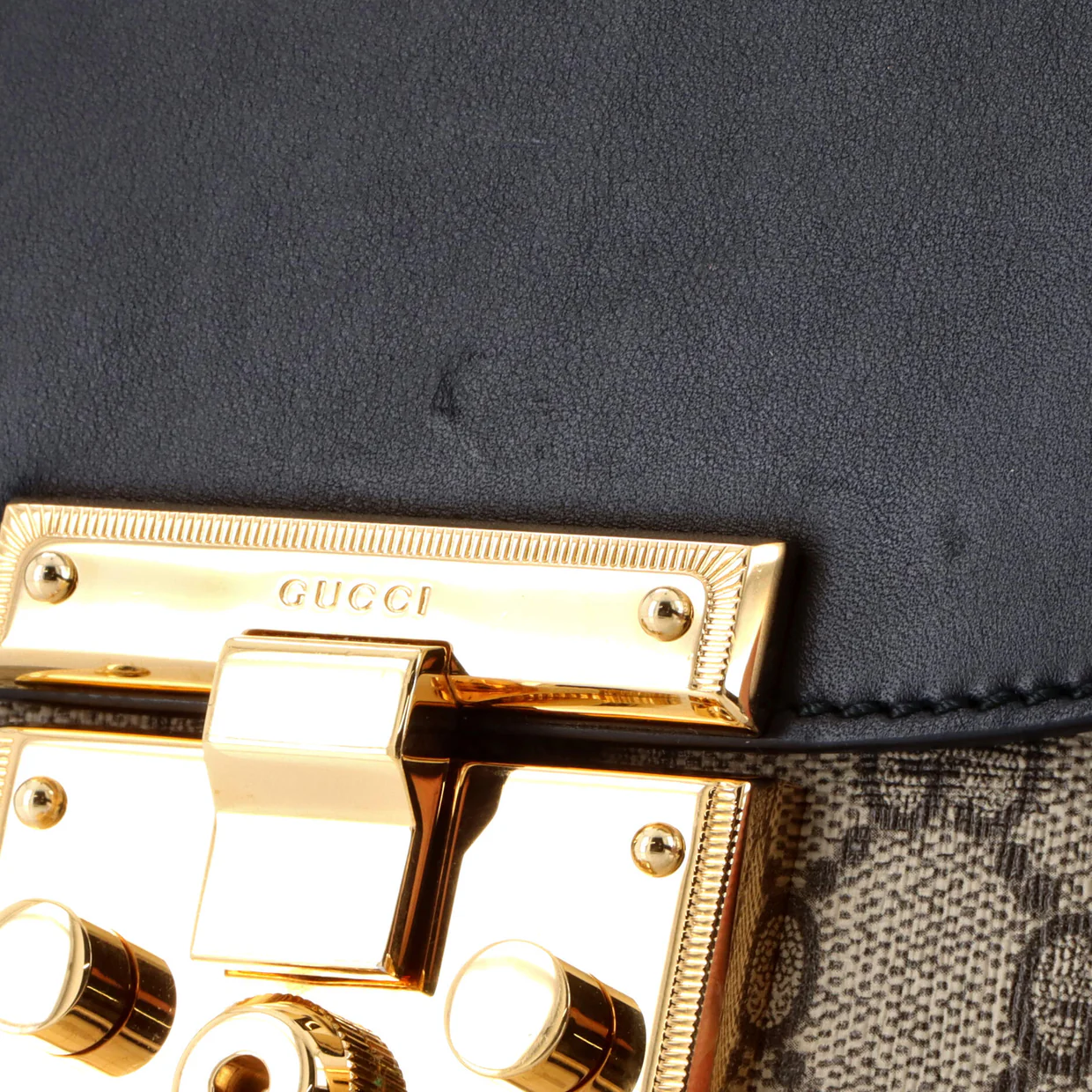 Padlock Saddle Shoulder Bag GG Coated Canvas and Leather Medium - Deep Luxury