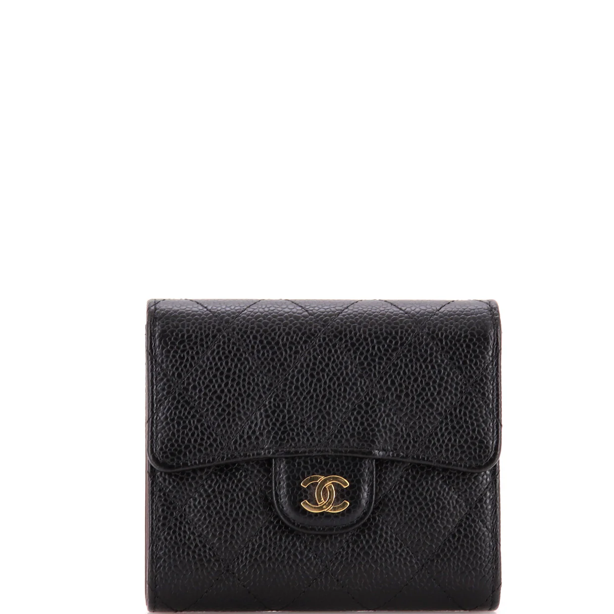 CC Compact Classic Flap Wallet Quilted Caviar - Deep Luxury