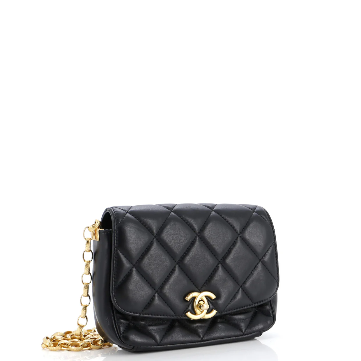 CC Coin Chain Flap Bag Quilted Lambskin Small - Deep Luxury