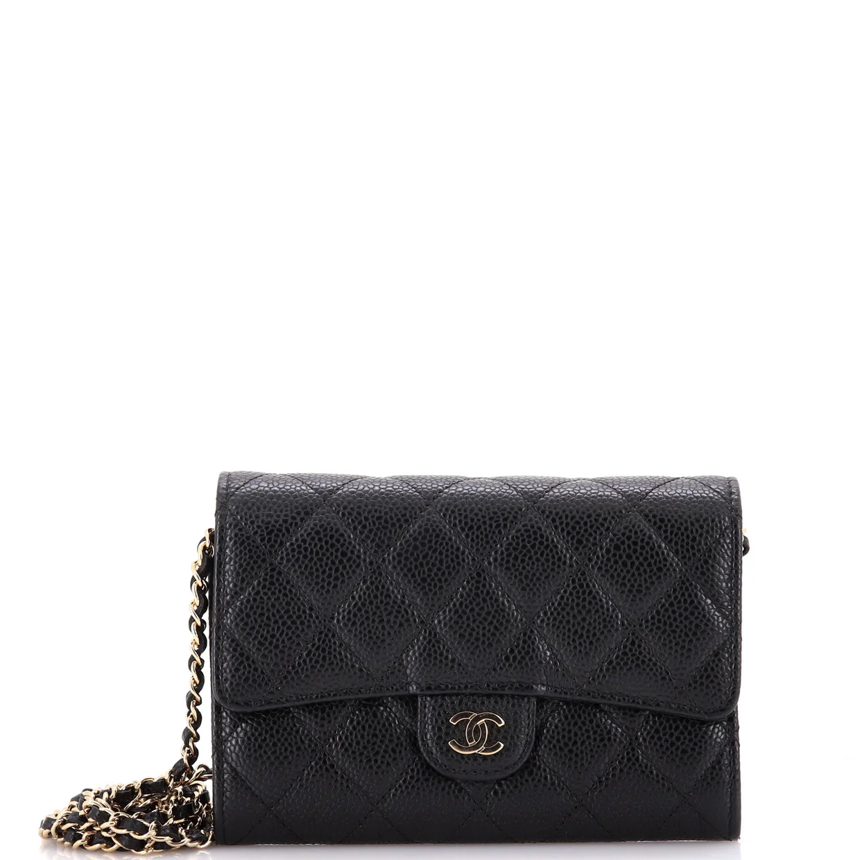 Classic Flap Wallet Crossbody Bag Quilted Caviar Mini - Deep Luxury