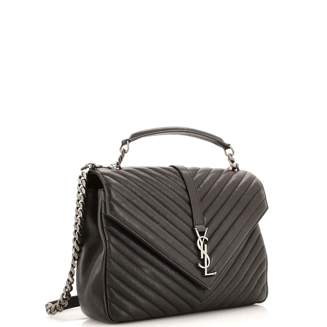 Classic Monogram College Bag Matelasse Chevron Leather Large - Deep Luxury