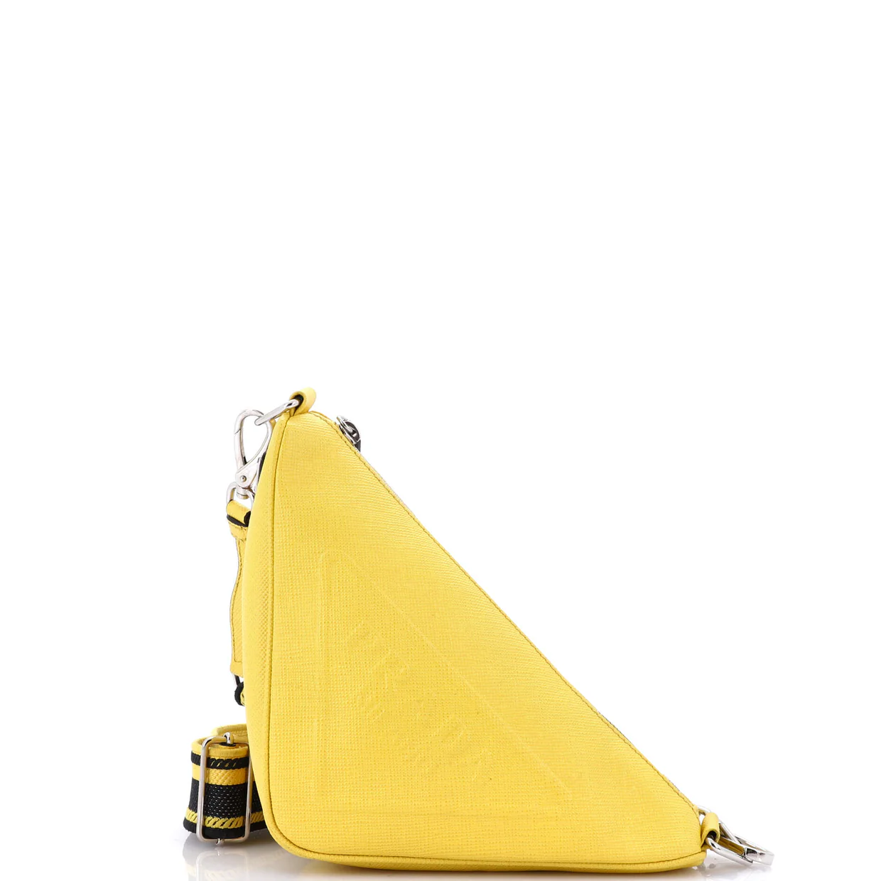 Triangle Logo Zip Crossbody Bag Saffiano Leather Small - Deep Luxury