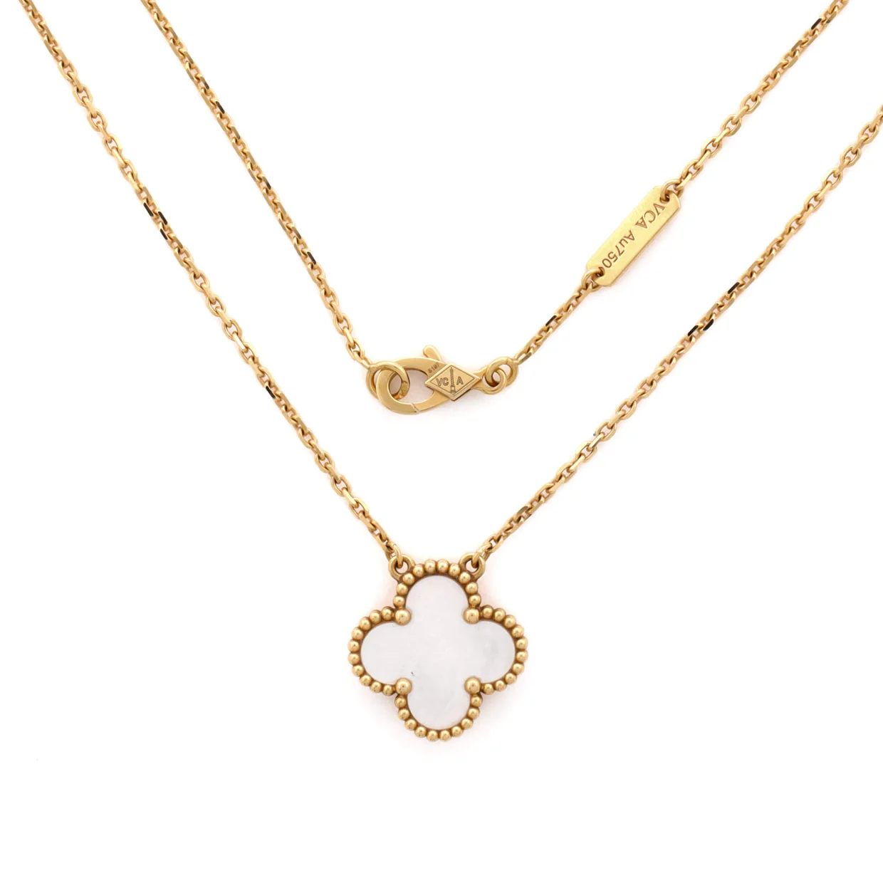 Vintage Alhambra Pendant Necklace 18K Yellow Gold and Mother of Pearl - Deep Luxury