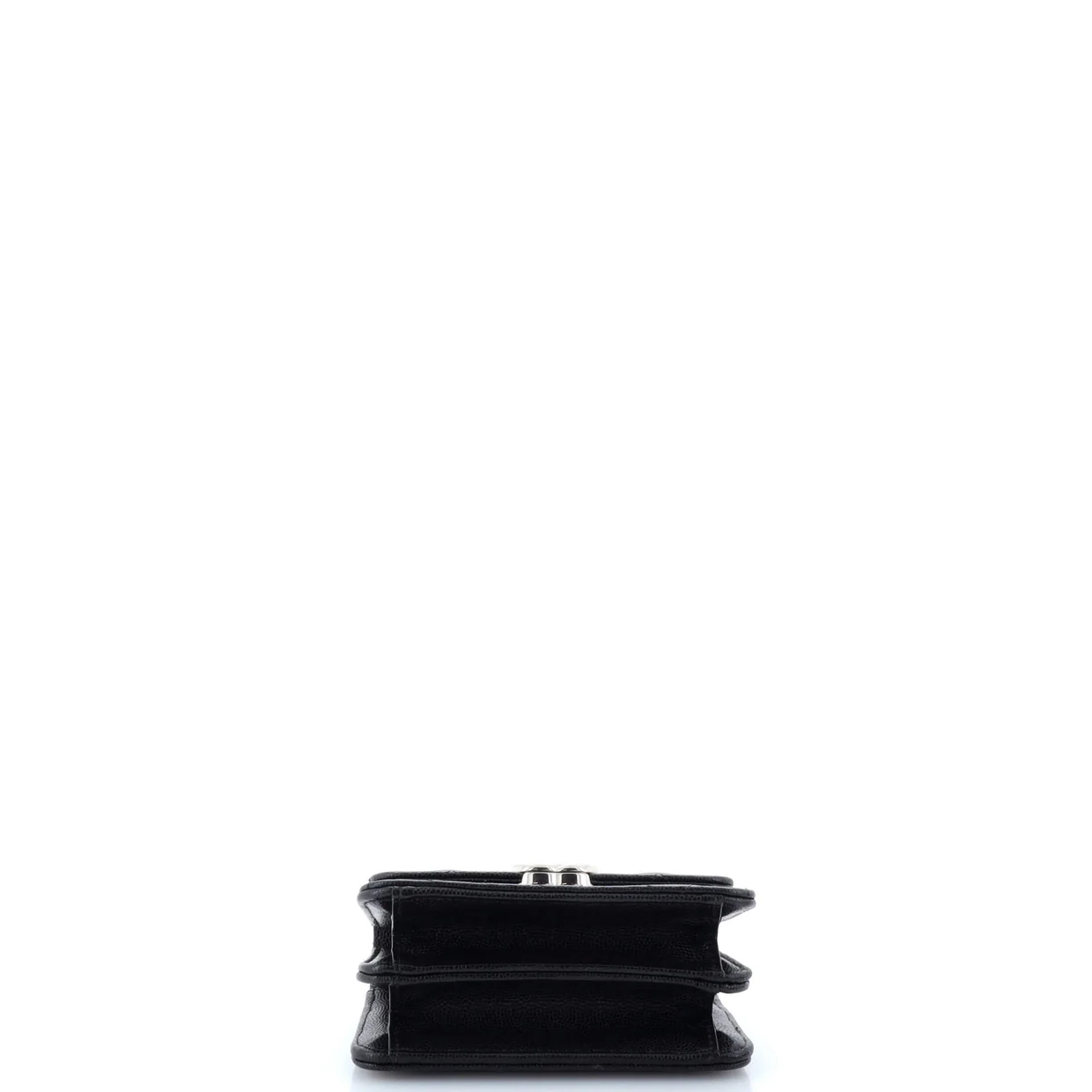 Coco Enamel Top Handle Flap Clutch with Chain Quilted Caviar - Deep Luxury