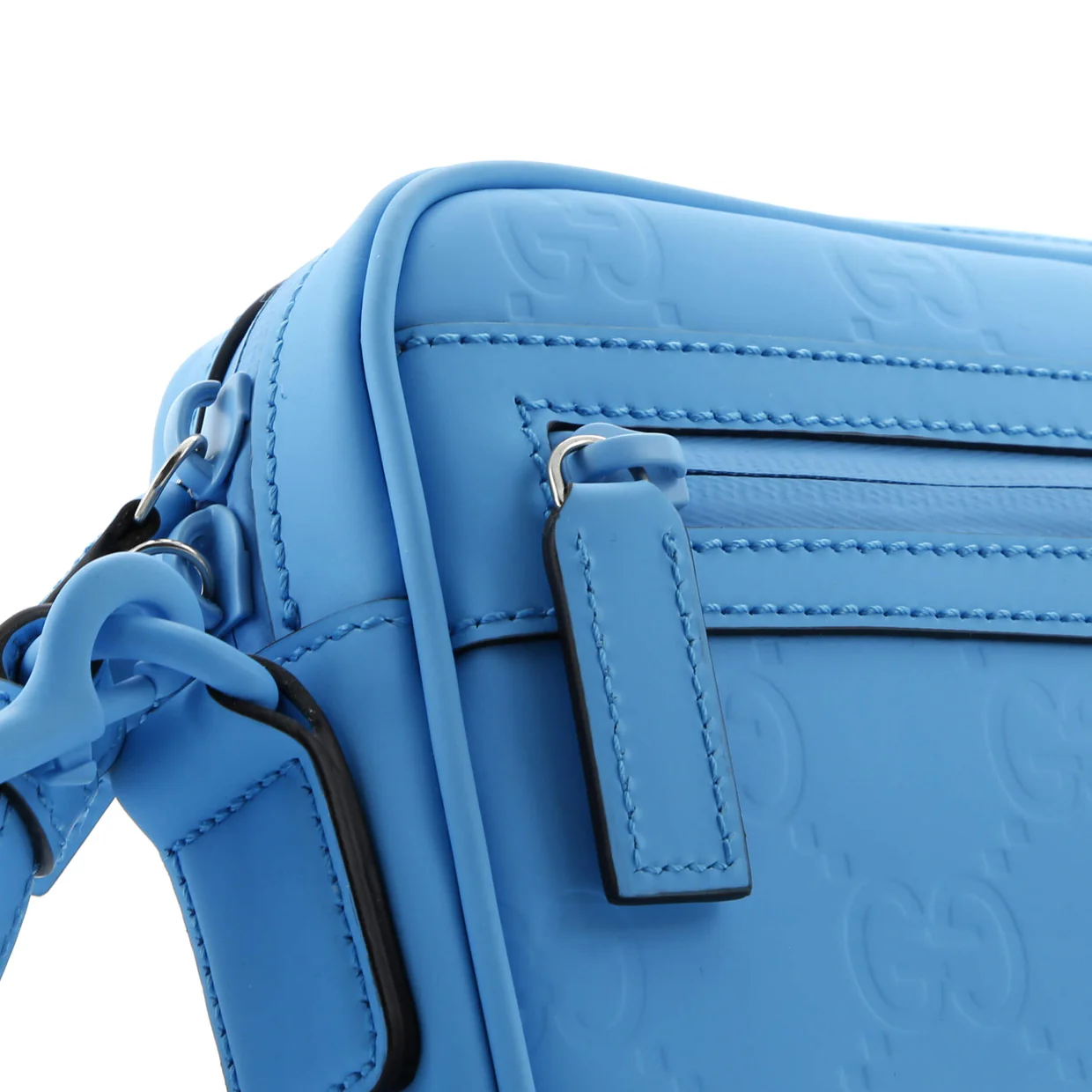 Front Zip Crossbody Bag GG Rubber Effect Leather Small - Deep Luxury