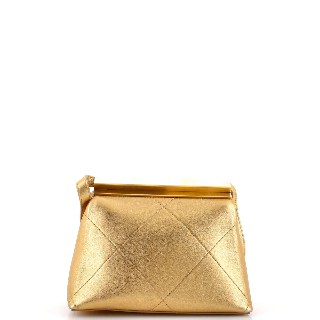 Logo Kisslock Frame Bag Quilted Calfskin Small - Deep Luxury