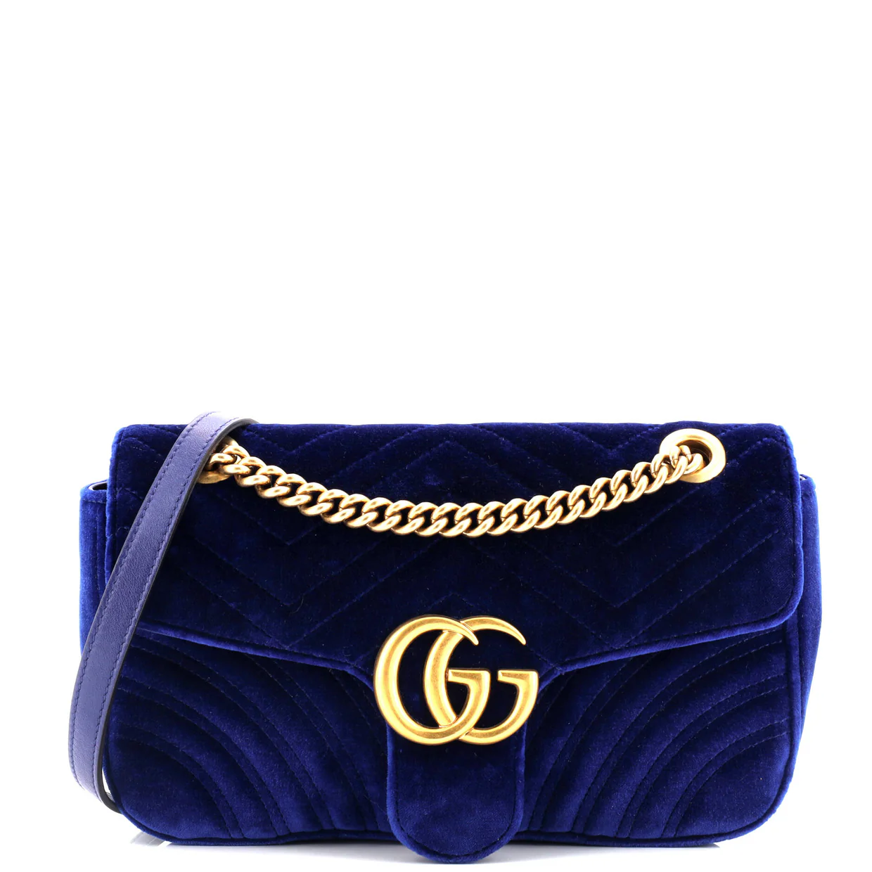 GG Marmont Flap Bag Matelasse Velvet Small - Deep Luxury