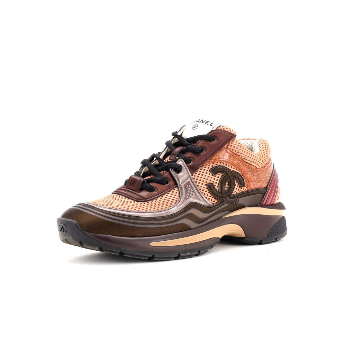 Women's CC Low-Top Sneakers Mesh and Laminated Leather - Deep Luxury