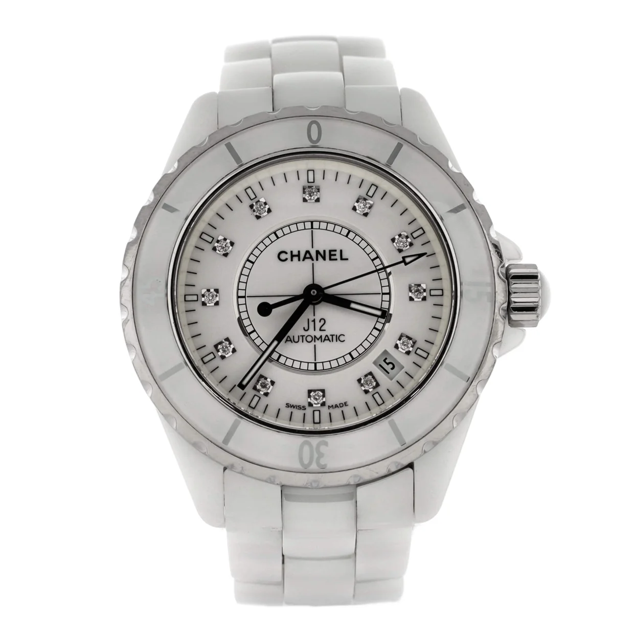 J12 Automatic Watch Ceramic and Stainless Steel with Diamond Markers 38 - Deep Luxury