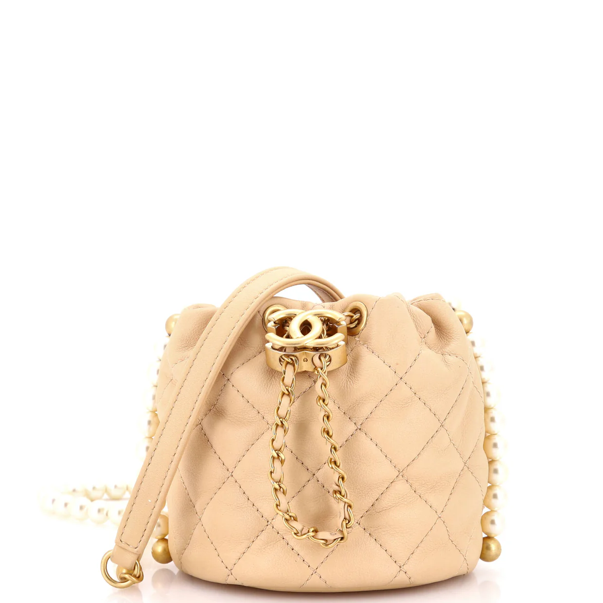 About Pearls Bucket Bag Quilted Calfskin Mini - Deep Luxury