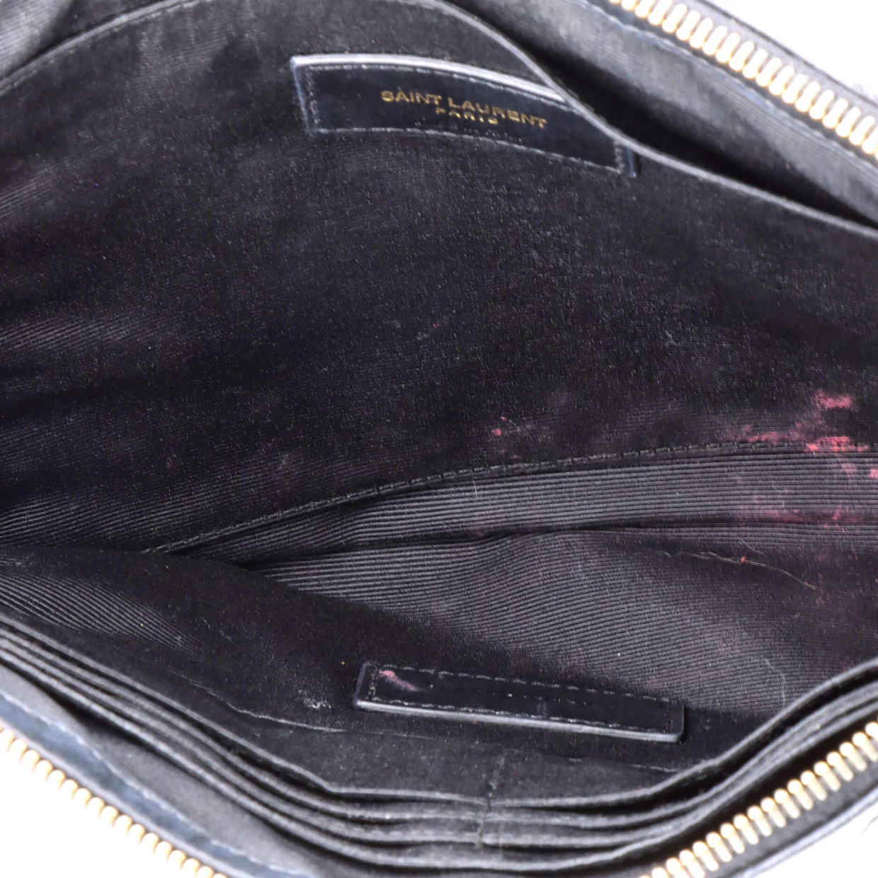 Classic Monogram Wristlet Pouch Matelasse Chevron Leather Medium - Deep Luxury