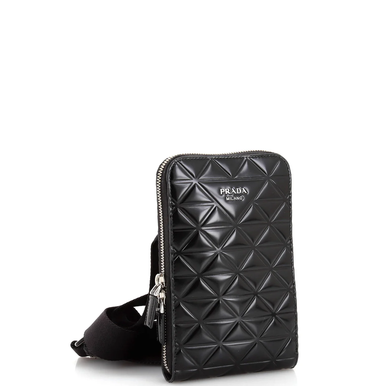 Symbole Phone Holder Crossbody Bag Embossed Leather - Deep Luxury