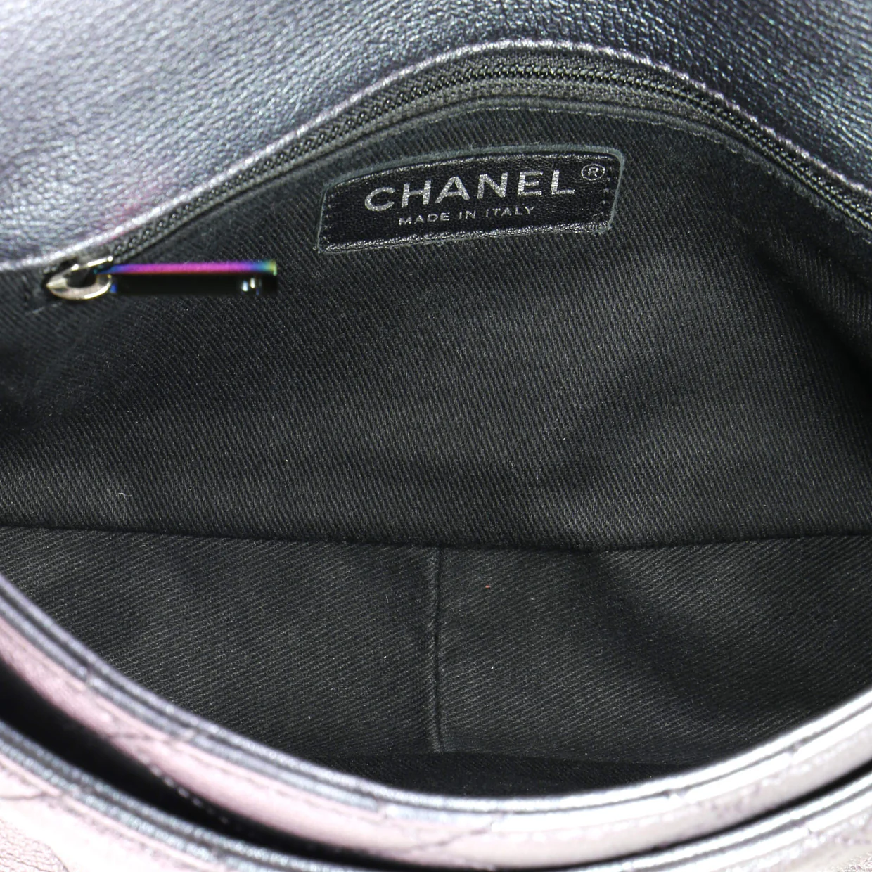 Double Carry Chain Waist Bag Quilted Iridescent Goatskin Small - Deep Luxury