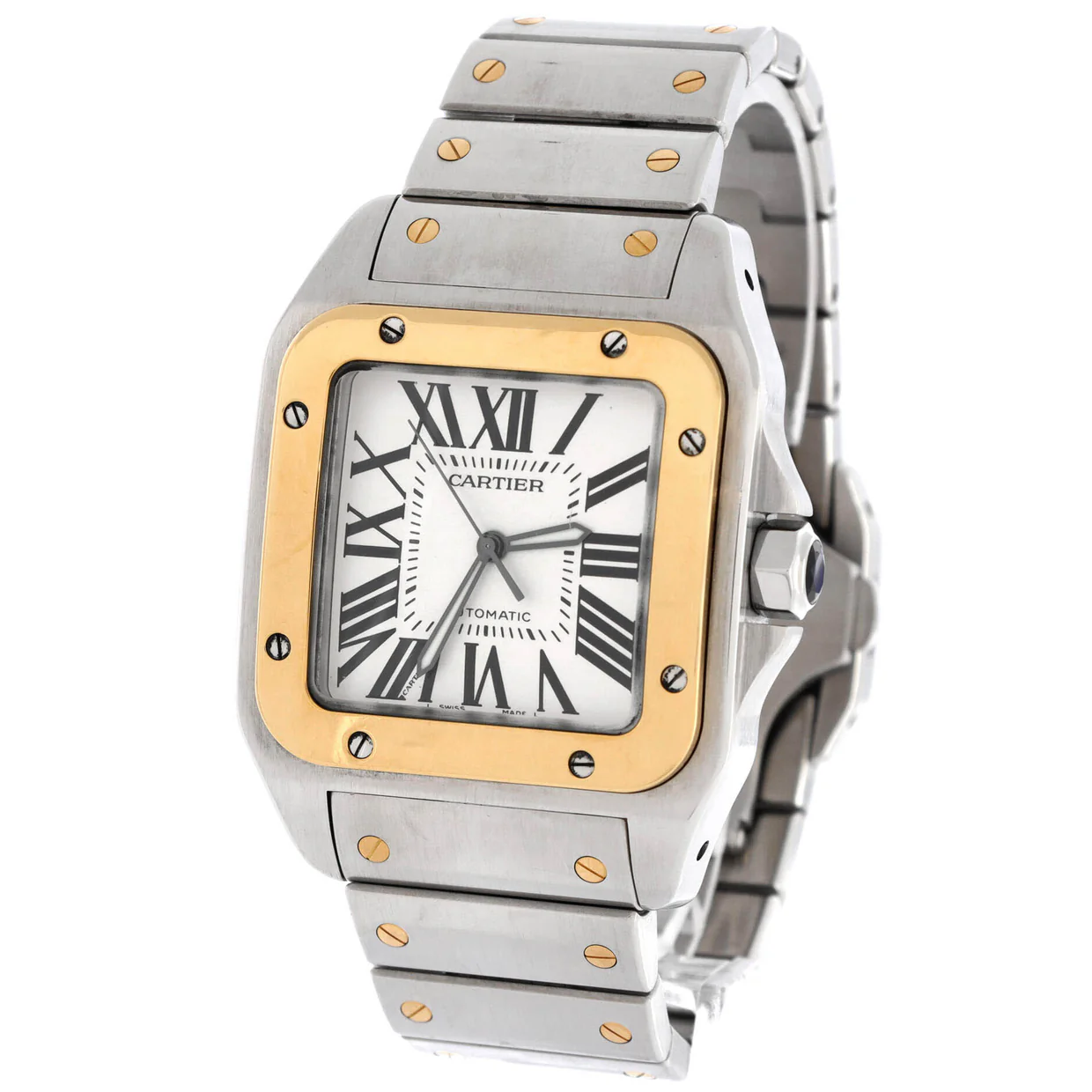 Santos 100 Automatic Watch Stainless Steel and Yellow Gold 40 - Deep Luxury