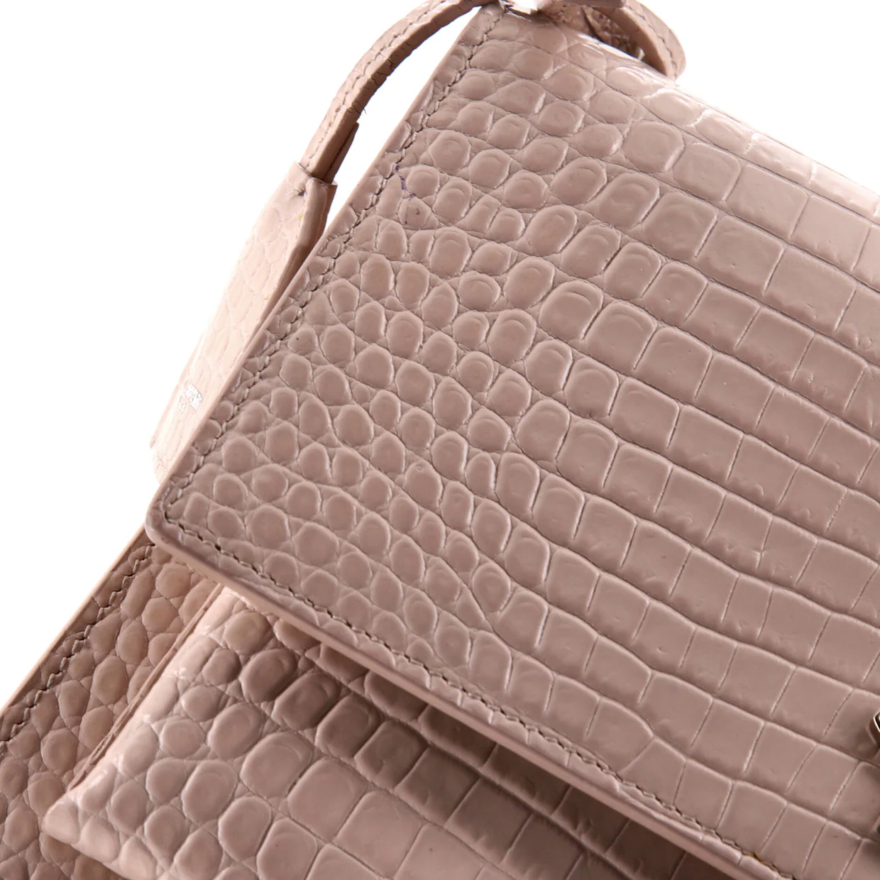 Sunset Crossbody Bag Crocodile Embossed Leather Medium - Deep Luxury