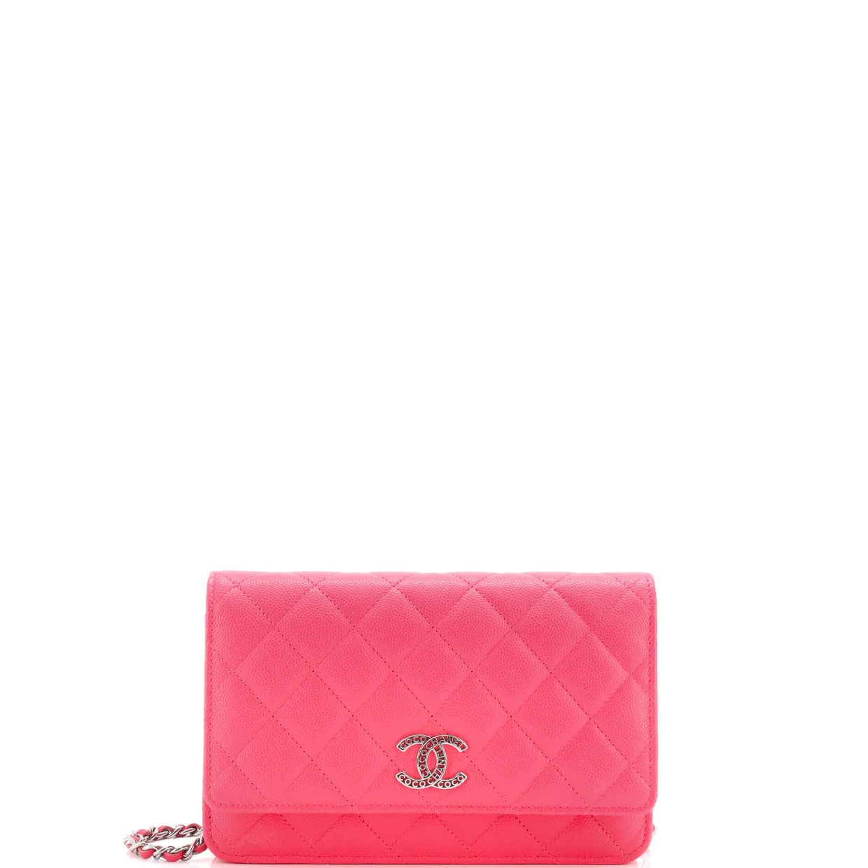 Crystal Woven CC Wallet on Chain Quilted Caviar - Deep Luxury