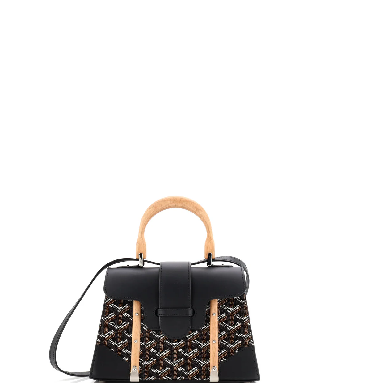 Structured Saigon Top Handle Bag Coated Canvas with Leather Mini - Deep Luxury