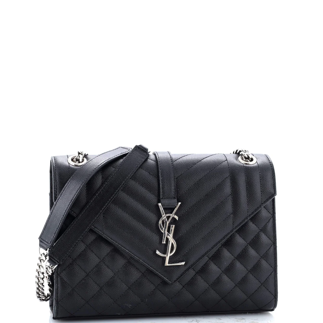 Classic Monogram Envelope Satchel Mixed Matelasse Leather Medium - Deep Luxury