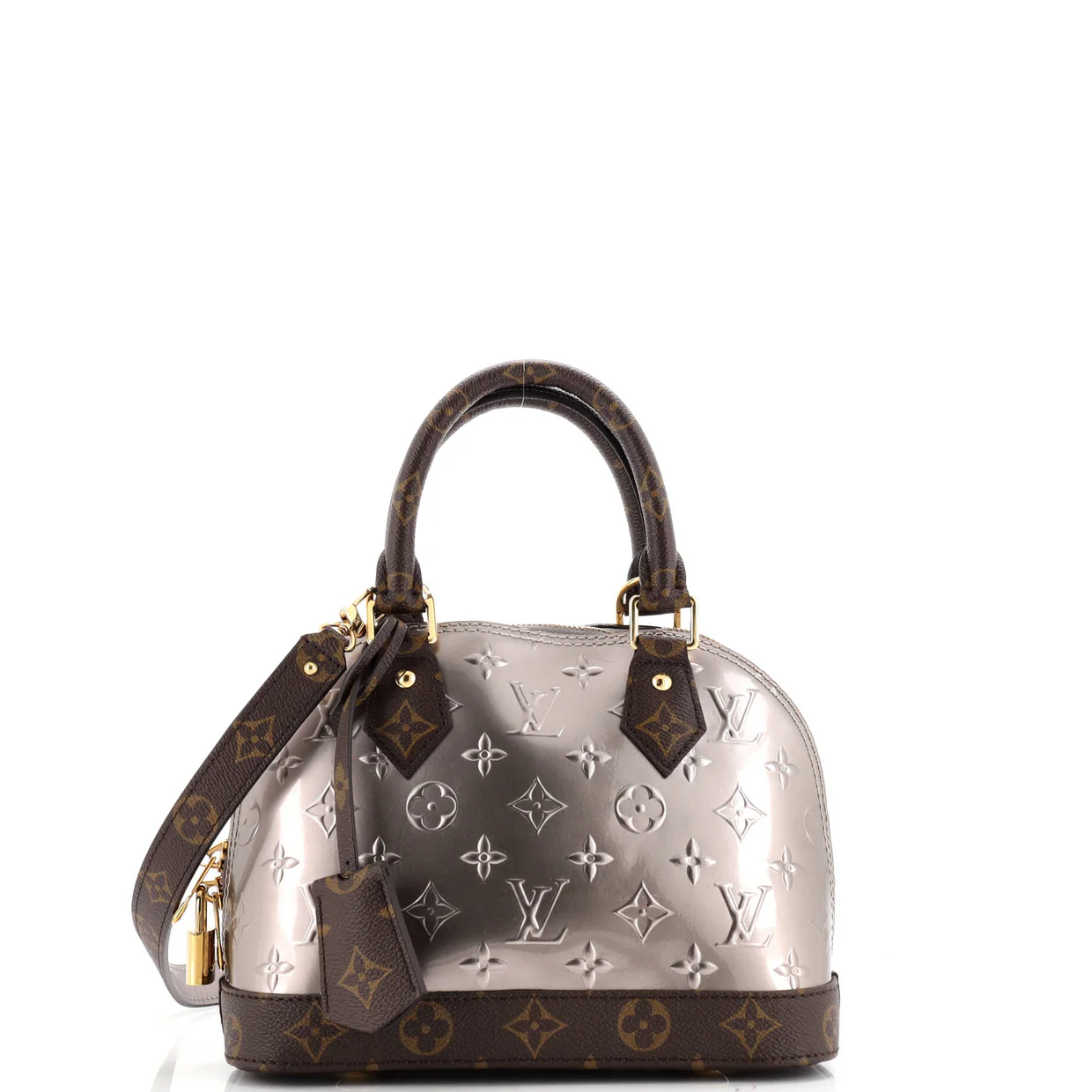 Alma Handbag Limited Edition Metallic Monogram Vernis and Monogram Canvas BB - Deep Luxury