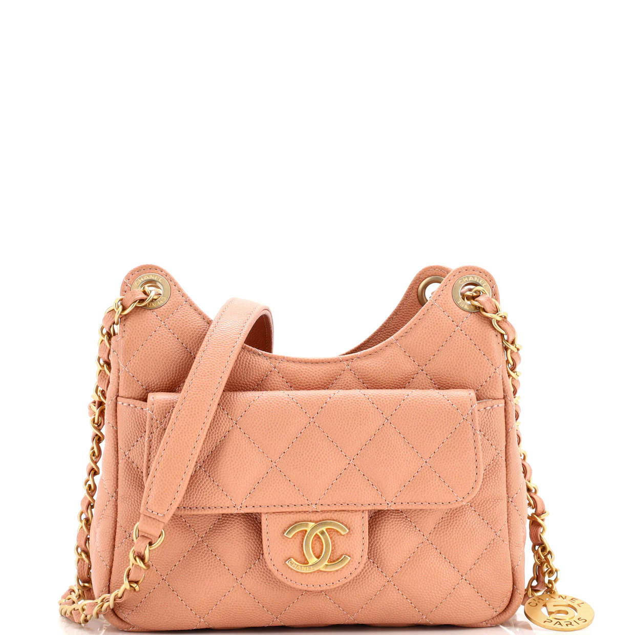 Wavy CC Hobo Quilted Caviar Small - Deep Luxury